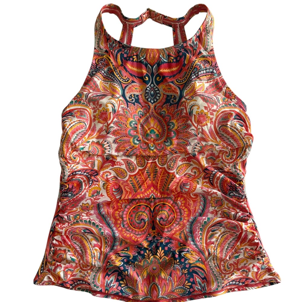 JANTZEN Orange Paisley Multicolor Halter Top Style‎ Ladies Tankini Swim Top, 12